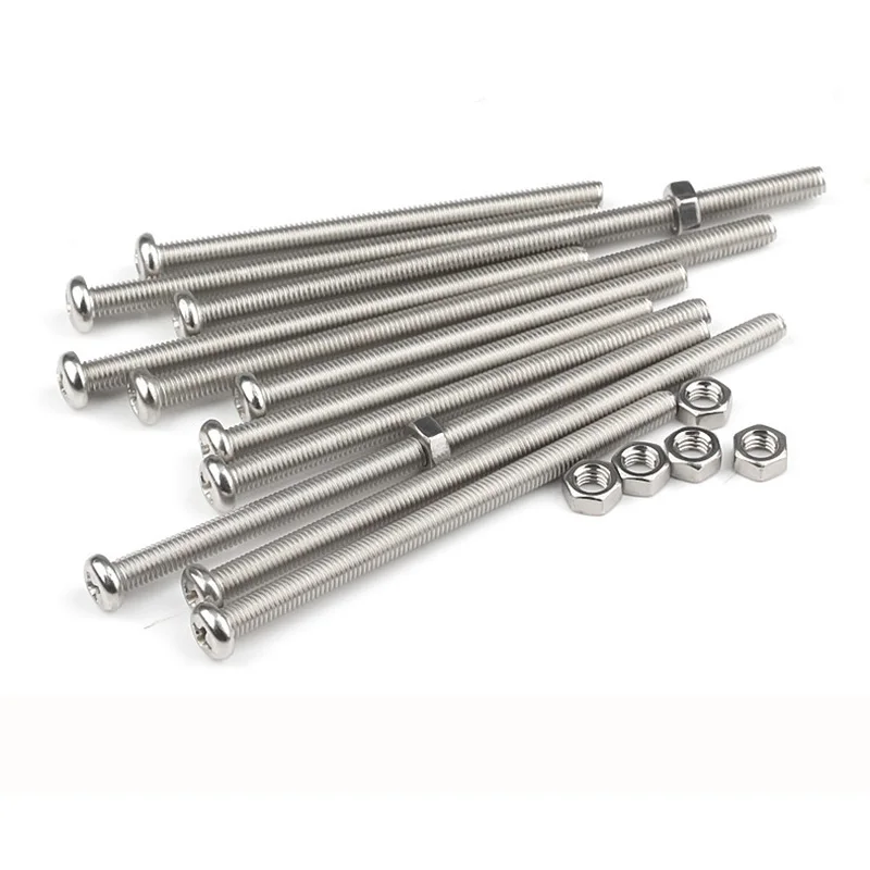 2-30Set M2 M2.5 M3 M4 M5 M6 304 Stainless Steel Screws and Nut Length 30mm-200mm Fasteners For Furniture Hardware Accessories
