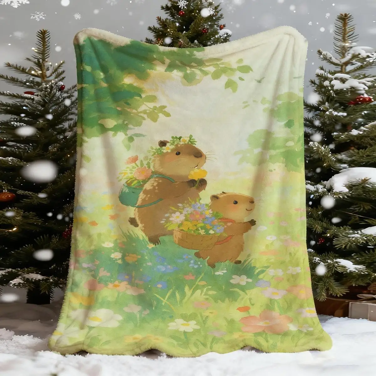 Adorable Squirrel Floral Print Throw Blanket Fuzzy Plush Cozy Woodland Animal Decor Gift for Couch Living Room Home Decor