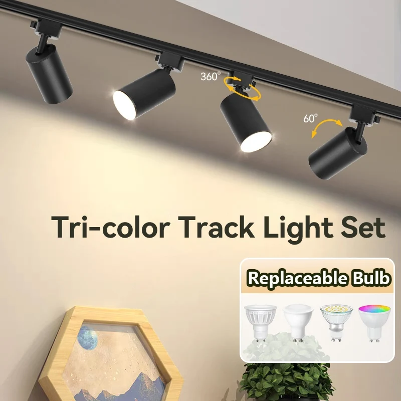 Led Track Light Spotlight Gu10 3 Color Ultra Bright Ceiling 220v Spotlight Kitchen Lighting Fixture Clothing Store Set Spotlight