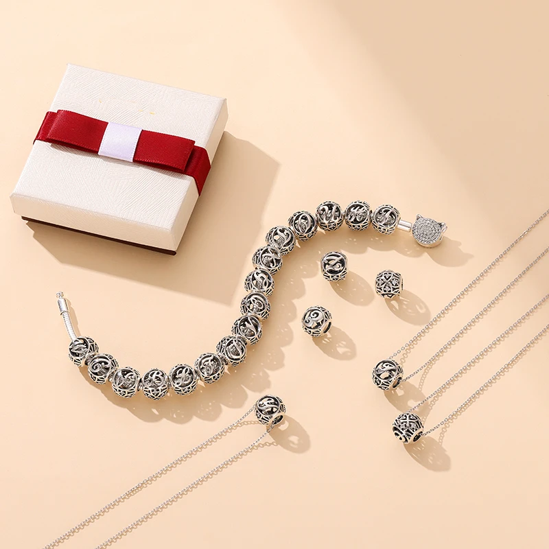 WOSTU 本物の 925 スターリングシルバーヴィンテージ A-Z 手紙アルファベットチャームフィットオリジナルチャームブレスレット & 腕輪シルバージュエリー