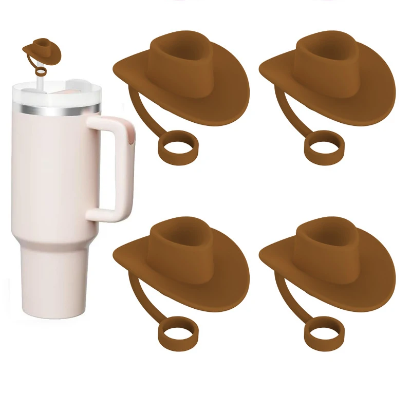 Capas de palha de silicone reutilizáveis à prova de poeira, chapéu de cowboy, tampas compatíveis com Stanley 30 e 40Oz Cup10 mm, 1pc