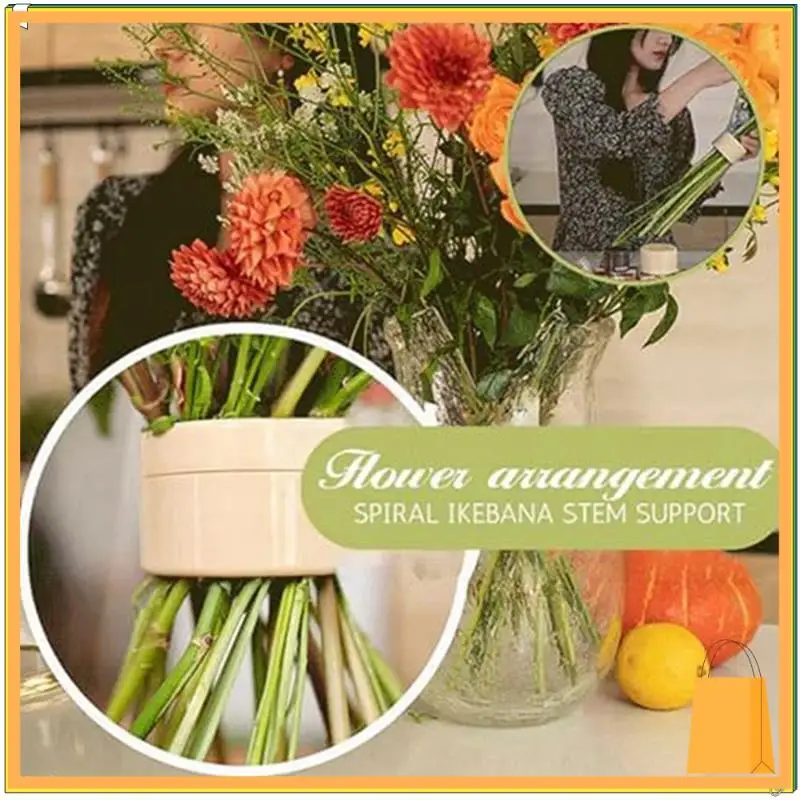 L53A-2 قطعة حامل جذع إيكيبانا الحلزوني، شبكة زهور قابلة لإعادة الاستخدام للمزهرية، مشكل بلوم بلاستيكي للزهور حامل جذع حلزوني لـ Va