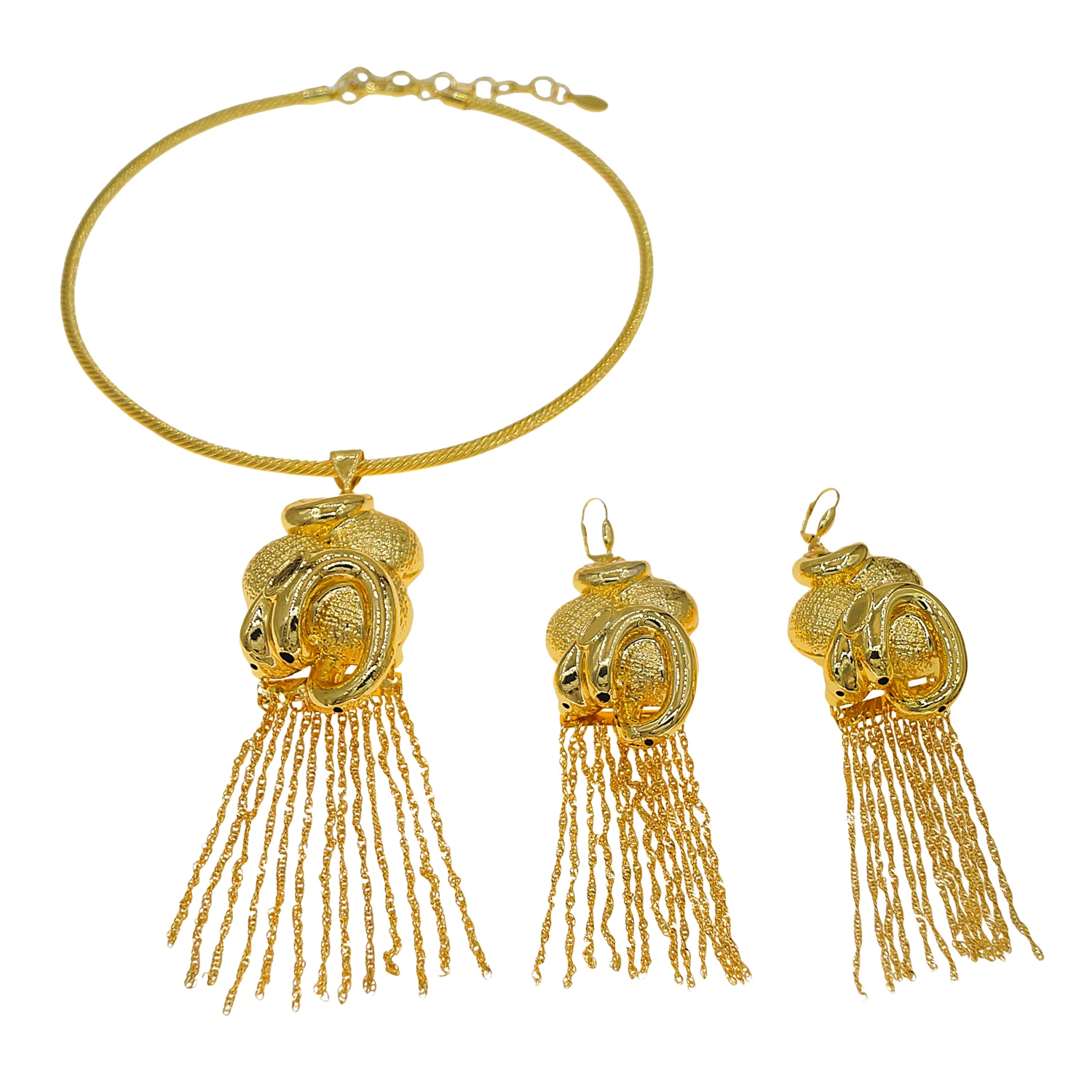 

Модное, элегантное и роскошное позолоченное женское колье с кисточками, комплект серег, классический подарок подружке невесты в нигерийском Дубае.