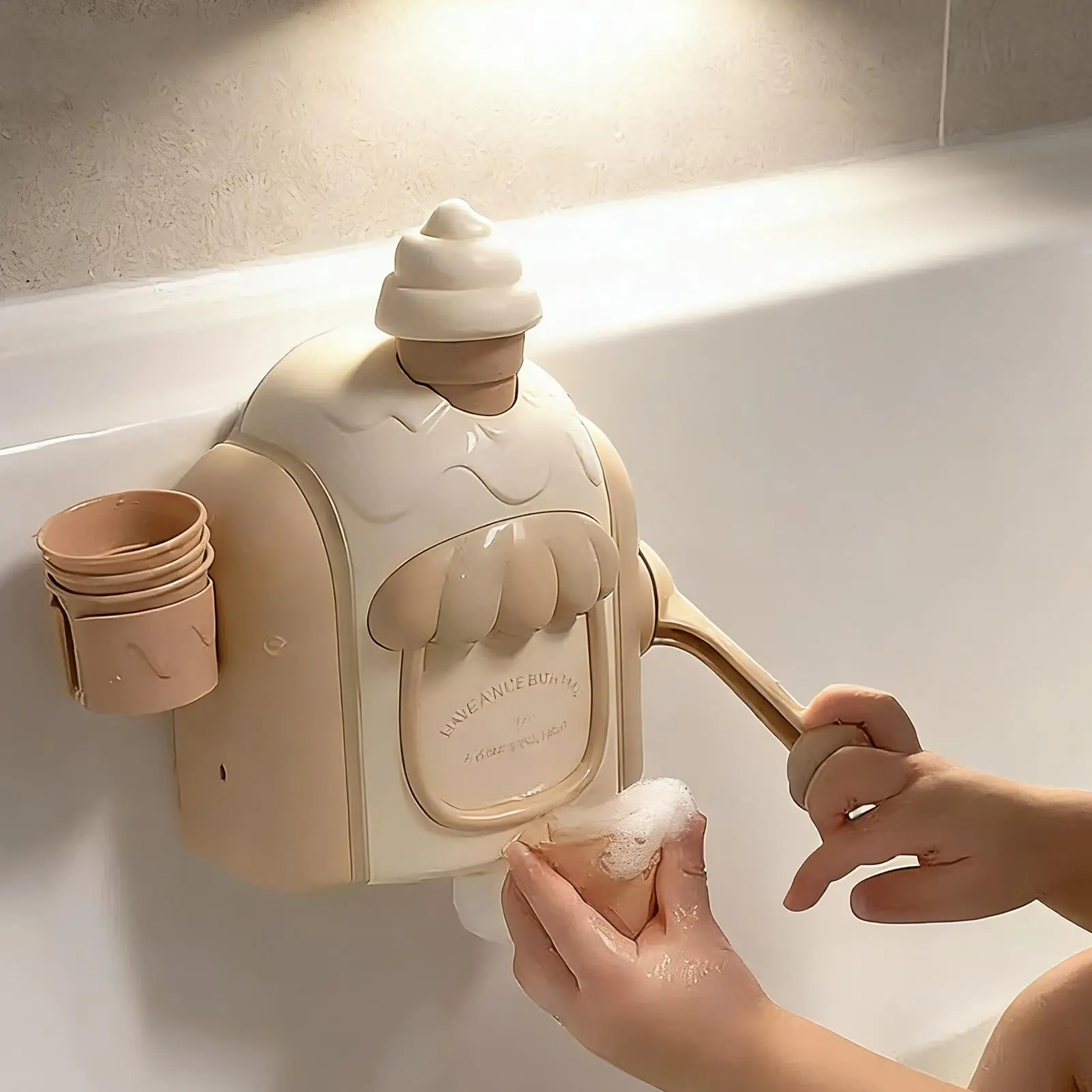 Bath Toy Portable Ice Cream Foam Maker Bath Bubble Toy Manual Ice Cream Maker Play Machine