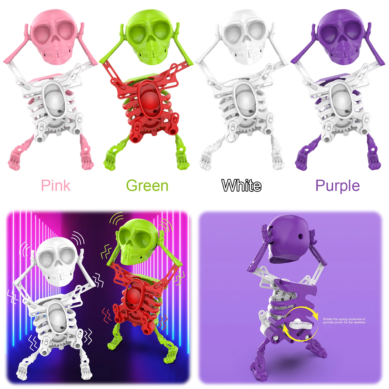 

Танцующая и качающаяся 3D игрушка с черепом, заводная танцевальная игрушка-скелет для детей и взрослых
