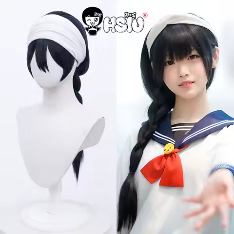 Amanai Riko Cosplay Wig Anime Jujutsu Kaisen2 Cosplay Wig HSIU 65CM Black Blue Braids Long Hair Synthetic Wig+Wig cap