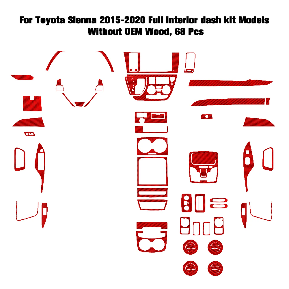 

Red Carbon Fiber Trim Sticker Interior Modified Car Decoration Auto Accessories For Toyota Sienna 2015 2016 2017 2018 2019 2020