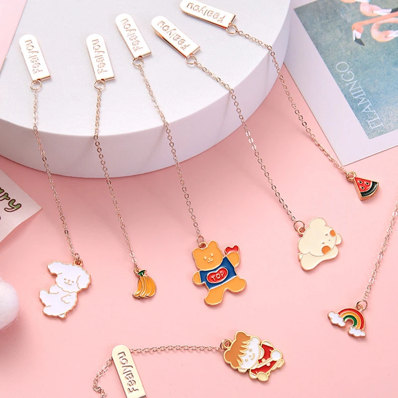 Metalen Bladwijzer Kawaii Briefpapier Merk Pagina Schattige Hanger Marcapaginas De Libros Boek Accessoires Schoolbenodigdheden Bladwijzers