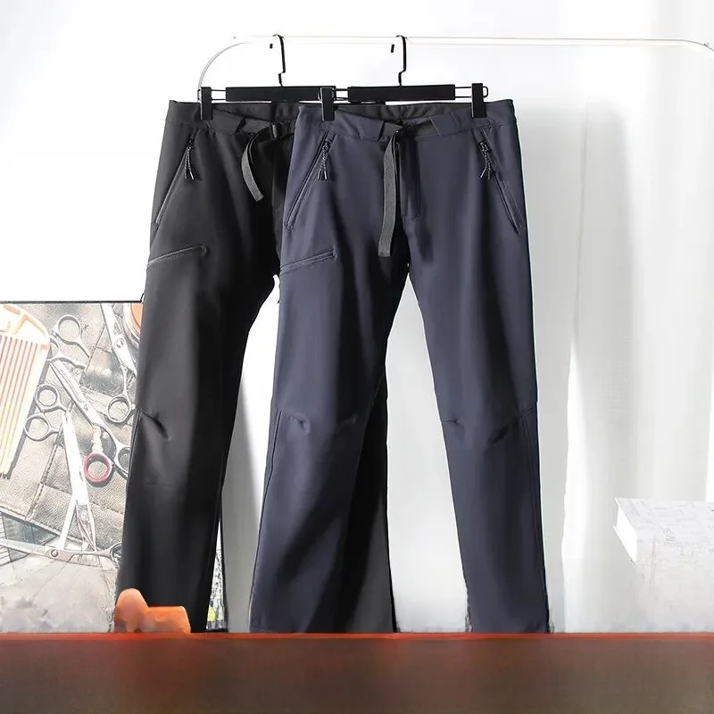 

Outdoor Men's Fce Lined Thiened Straight Leg ell Pants Windproof Waterproof Casual Trousers for Sports in Cold Weather
