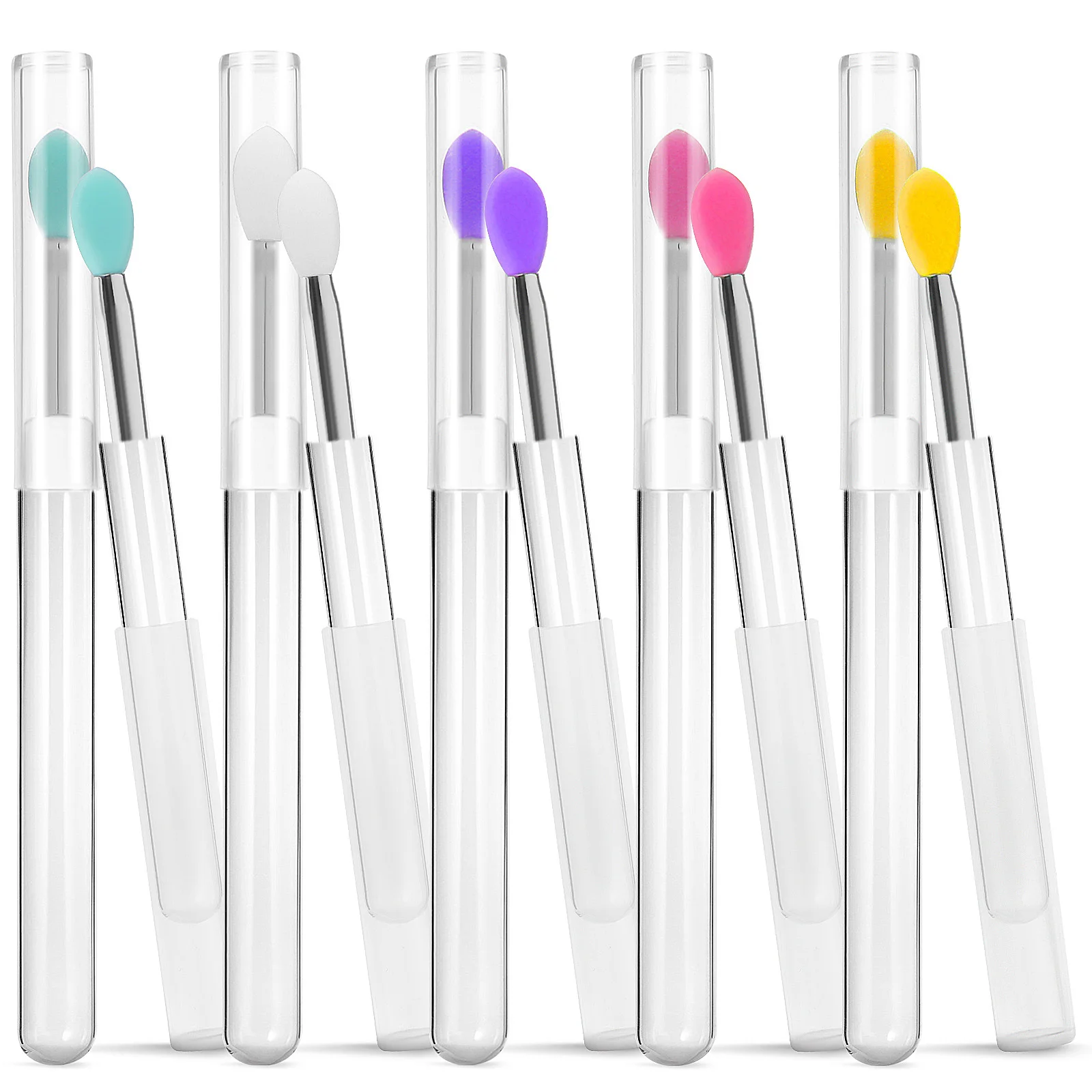 10 pezzi pennelli applicatori per labbra in silicone riutilizzabili applicatore per balsamo per labbra coperchio applicatori per trucco portatili pennelli per rossetti