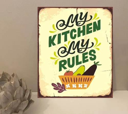 1x My Kitchen My Rules Quote Metal Plaque Sign Gift House Novelty (mt688) --Tin Sign