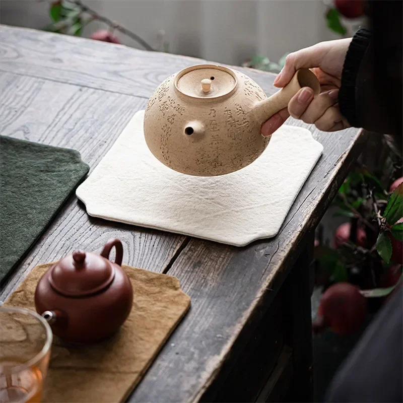 Servilleta de té teñida con lazo chino, tapete de té seco de lona, posavasos de tela antigua Zen, mantel, servilleta con bandera de té, accesorios para ceremonia