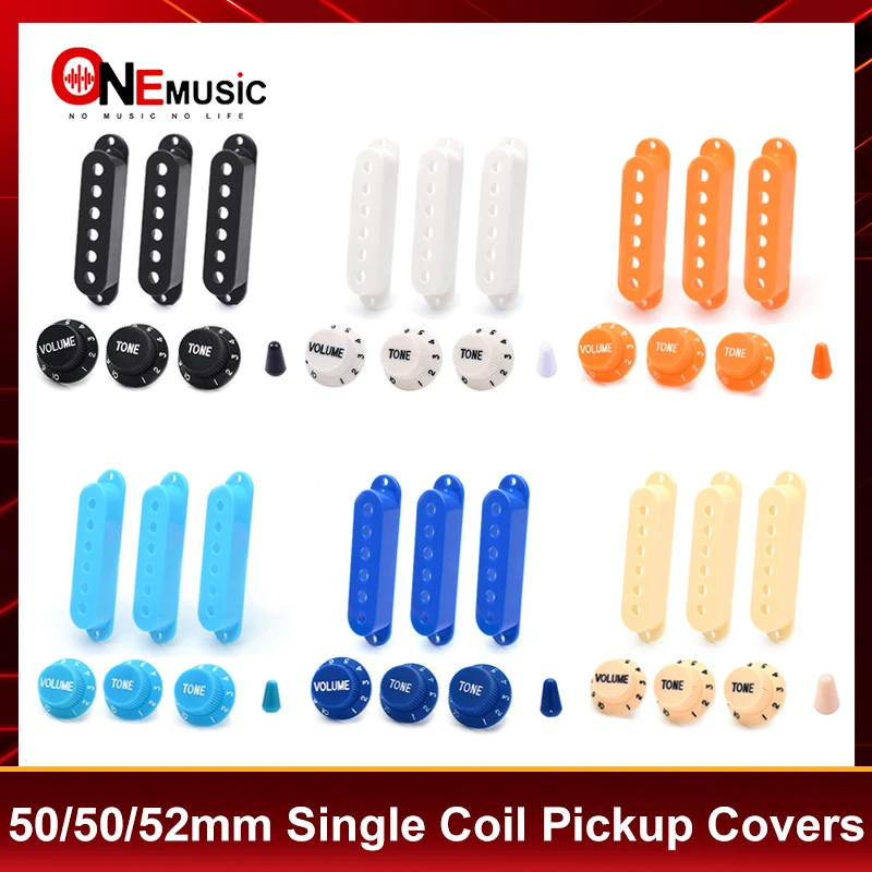 1Set Plastic Single Coil Electric Guitar Pickup Cover 50/50/52MM 1Volume 2Tone Speed Control Knob Guitar Switch Tip Multi Color