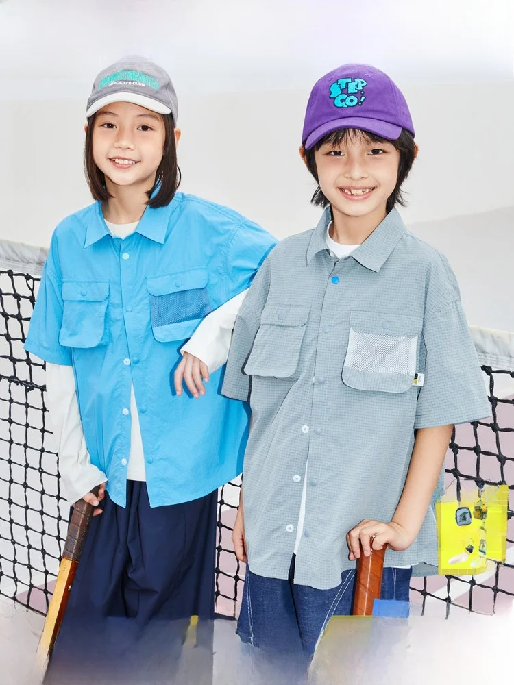

Mipo Summer Children's Short Sleeve Shirt Lightweight Trendy Boys Girls Casual Nylon Fabric Spring Autumn Seasonal Loose Fit