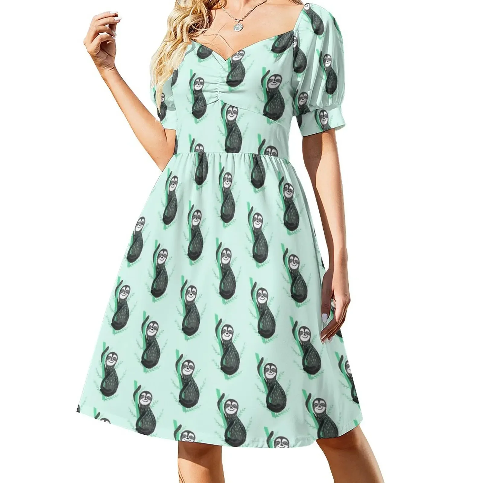 

Drop it like it's Sloth Short-Sleeved Dress Long veiled dresses prom dress 2025