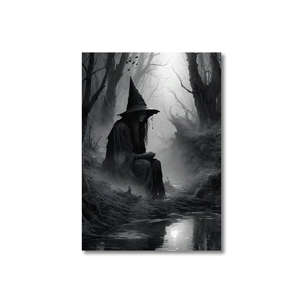 Dark Academia Gothic Witch Demon Crow Magic World Canvas Painting Wall Art Poster Print for Living Room Home Decor Gift - view 6