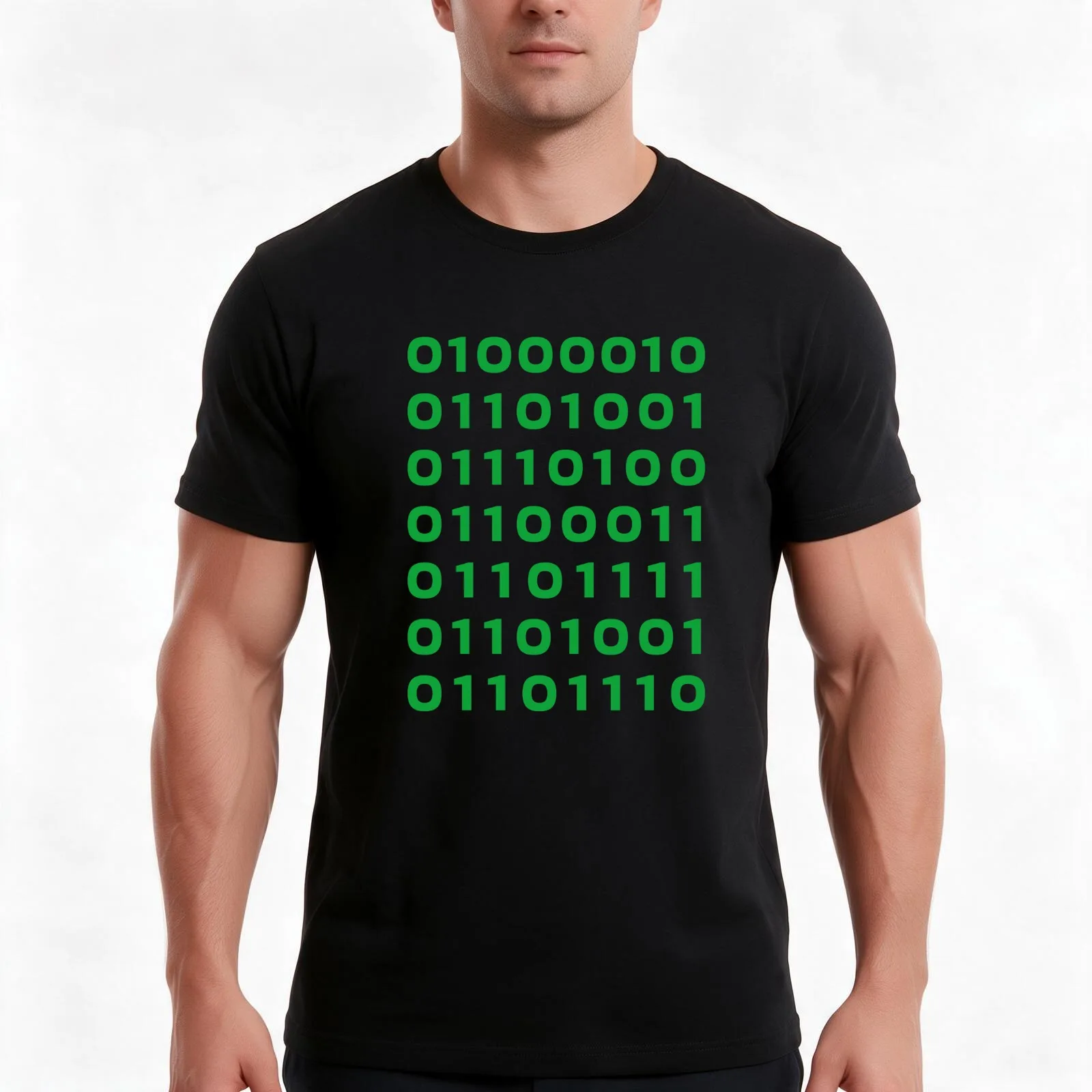 Bitcoin binary T-Shirt, Summer Casual Cotton Tee, Oversized Streetwear Tops, Vintage Graphic Print, Loose Fit Short Sleeve
