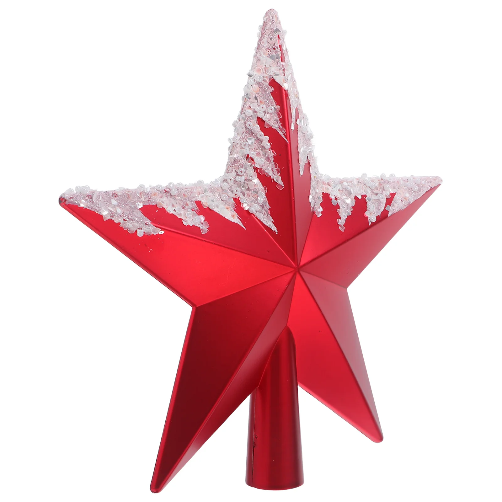 

3D Glittered Christmas Tree Topper .86 Inch Red Snowflake Design Holiday Ornament for Xmas Tree Treetop Home Decor