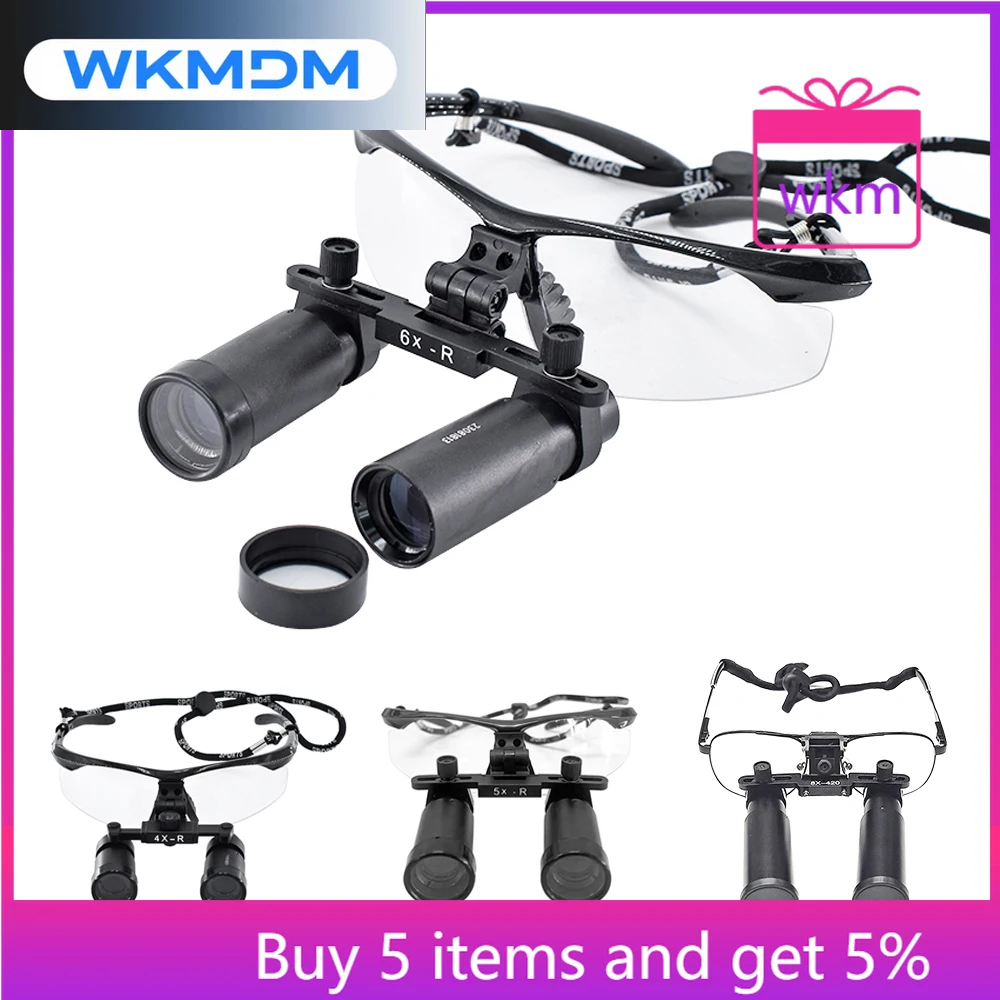 4X 5X 6X 8X High Magnification den tal Instruments den tal Loupes with 280-600mm Optional Working Distance