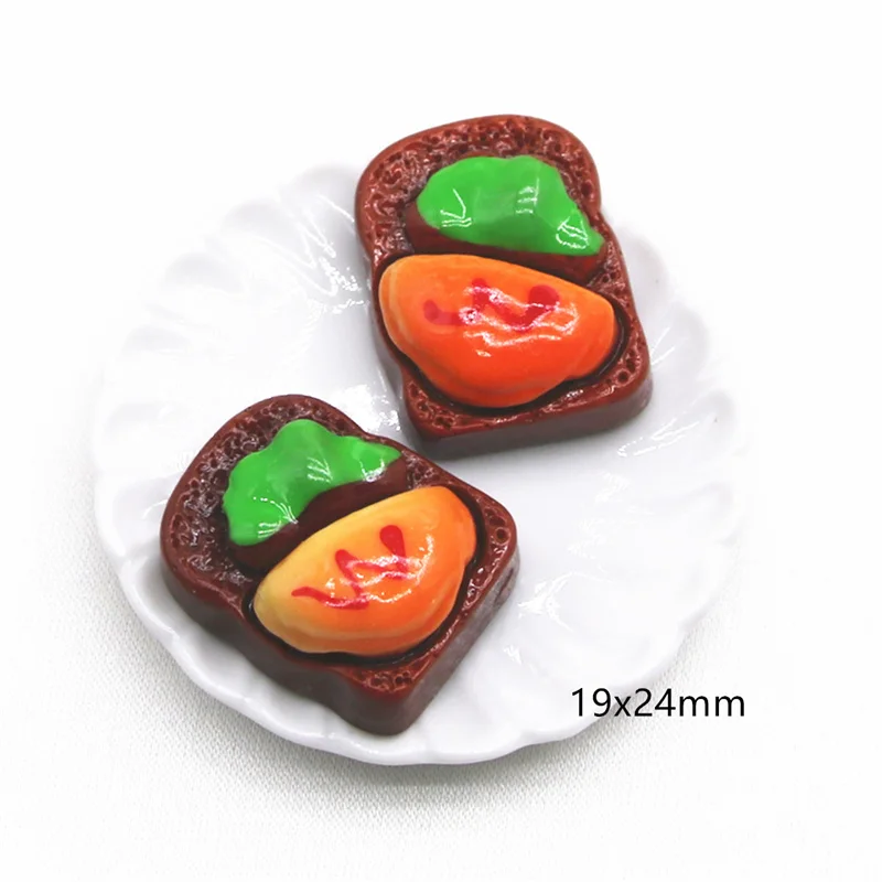 10pcs Resin sandwich Bread Flat Back Cabochon Art Decoration Charm Craft Hair Bow Center Scrapbook Accessories