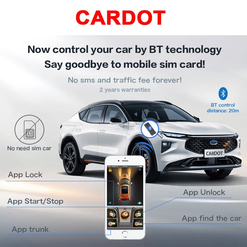 Cardot Lcd Key Chain NFC lock unlock  Car Alarm Ignition Remote Start Stop Engine Keyless Entry System