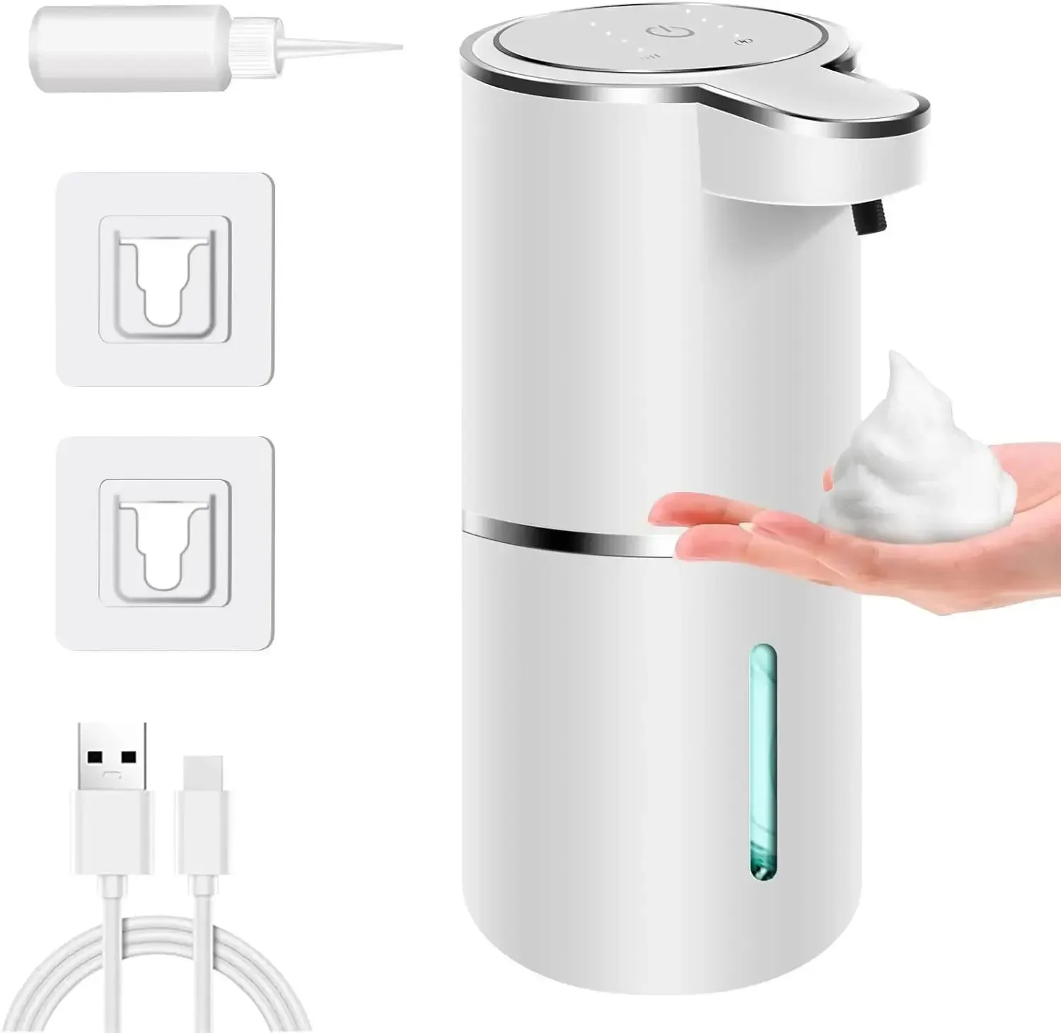 380ml Automatic Soap Dispenser Touchless Foaming Soap Dispenser USB Rechargeable Electric 4 Level Adjustable Foam Soap Dispenser