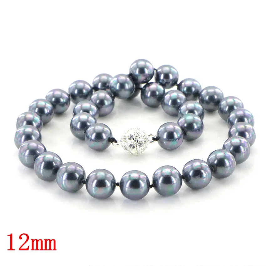 10mm Black South Sea Shell Pearl Necklace AAA Fashion Glamour Woman Girl Birthday Gift Christmas Wedding Jewelry Wholesale 45cm