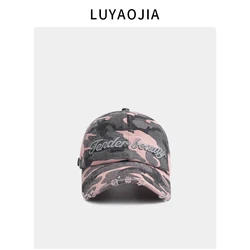 Camouflage Letters Embroidery Baseball Cap Men and Women Same Style Tooling Fashion Soft Peaked Cap Women