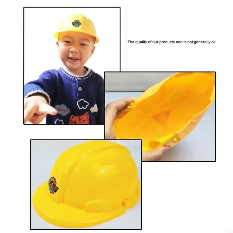 Y88D PretendPlay Helmet Construction Safety Helmet Novelty Gag Dress Up Toy Activity Center Supplies Kids Cosplay Costume