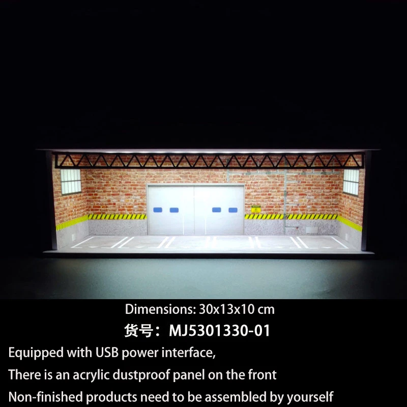 1/64 Alloy Car Model Storage Box Parking Lot Scene Model Dustproof Lighting Style Needs To Be Assembled By Yourself