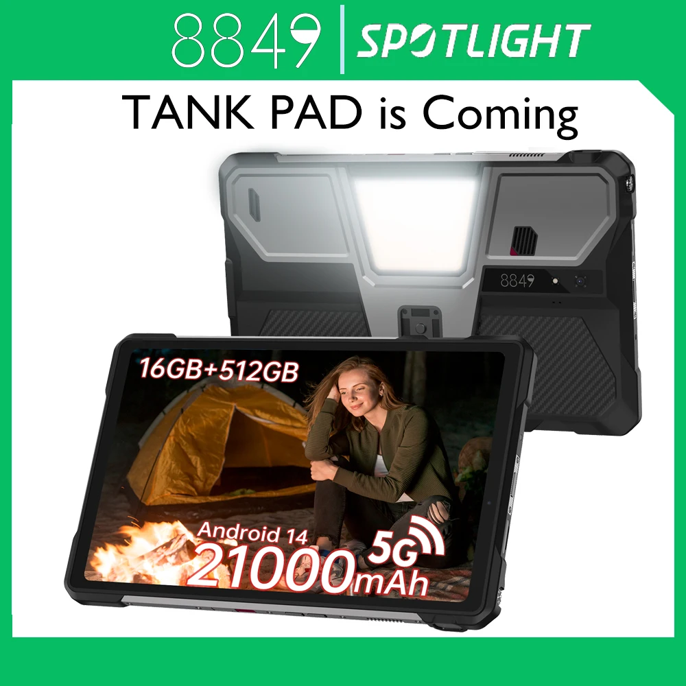 

8849 TANK PAD Unihertz Rugged Tablet Projector 10.95 inch 120Hz 32GB 512GB 21000mAh 32MP+50MP 66W Phone Tablet