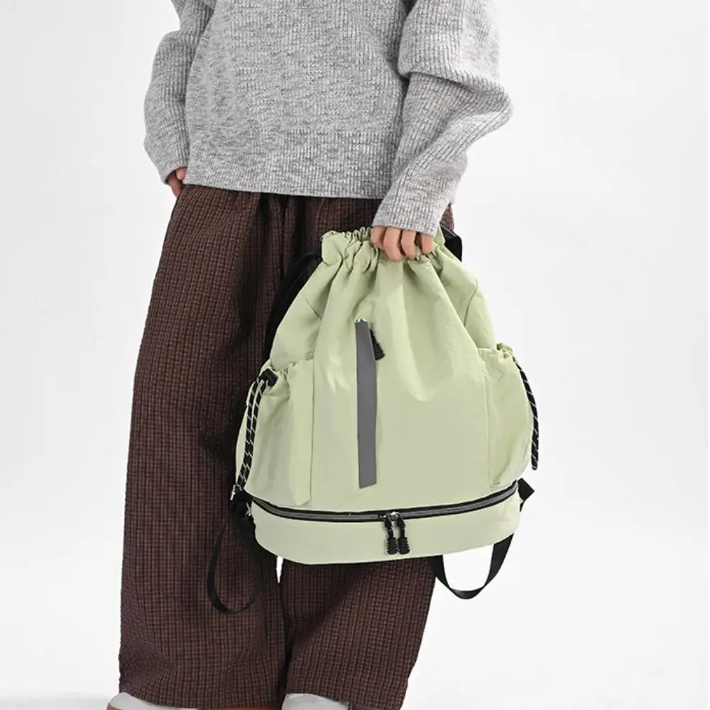 Large Capacity Drawstring Backpack Multi Compartment Dry Wet Separation Sports Backpack Lightweight Shoe Compartment Gym Bag