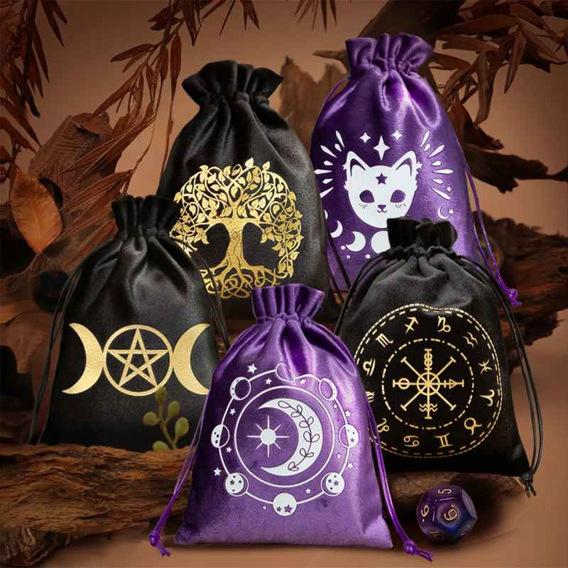 10-teilige Tarot-Kartentasche, Aufbewahrungstasche für Schmuck, Münzen, Würfel, Tarot-Karten-Aufbewahrungstasche, Heilkristall, Paket für Hexerei-Zubehör