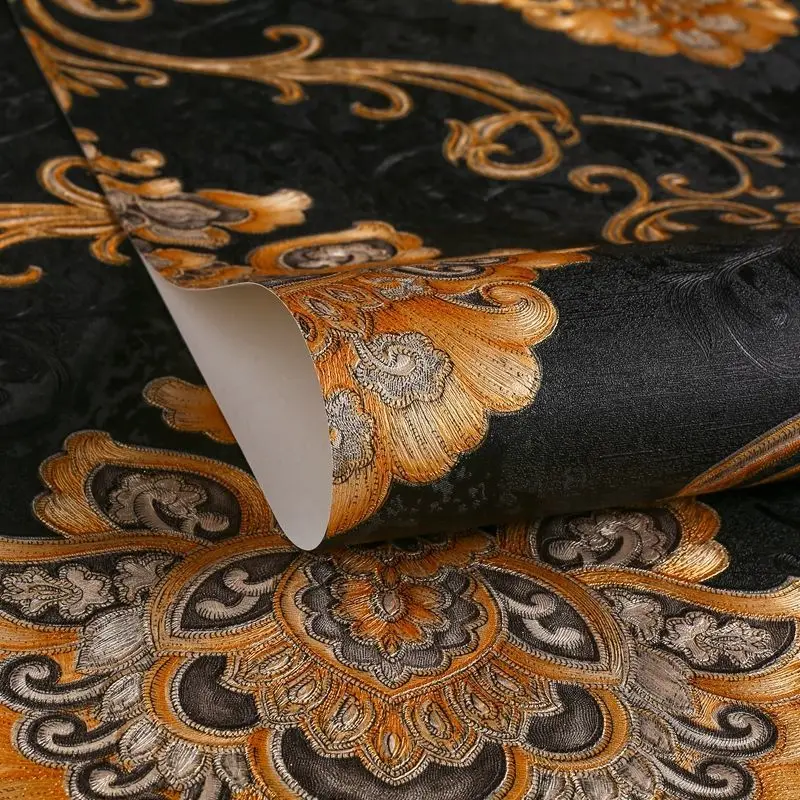 Europese Stijl Luxe Damast Behang Roll 3D Reliëf Pvc Verdikte Muurschildering Decor Wallpapers voor Woonkamer Slaapkamer