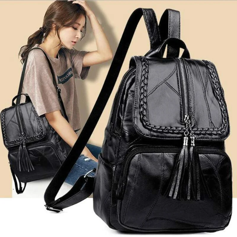 Women's Designer Backpack Casual Shoulder Bags for Women High Quality Leather Backpacks Female School Bags for Teenage Girls Sac