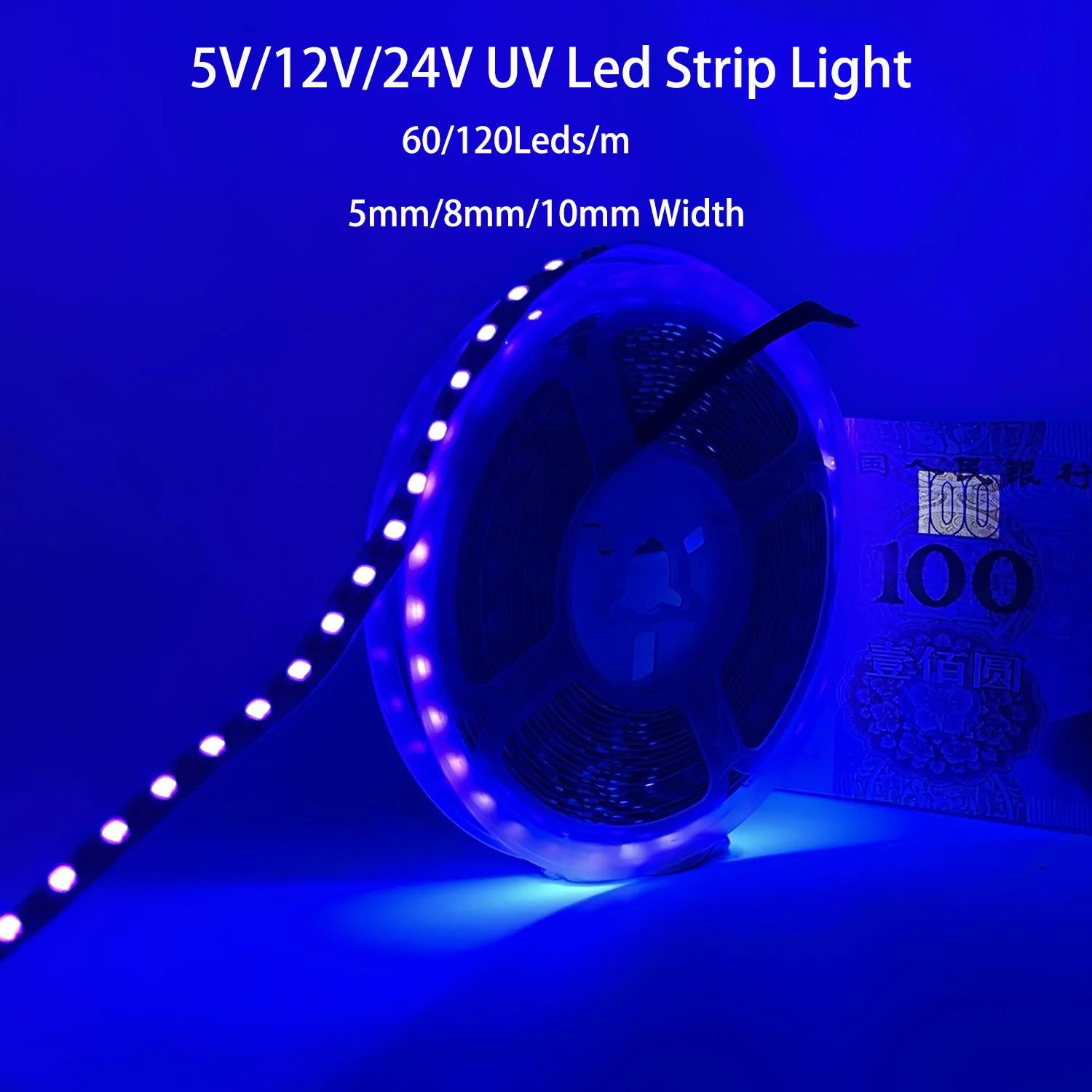 5V 12V 24V UV Ultraviolet 395-405nm Led Strip Black Light 5050 2835 SMD 120led/m Waterproof tape lamp for DJ Fluorescence party