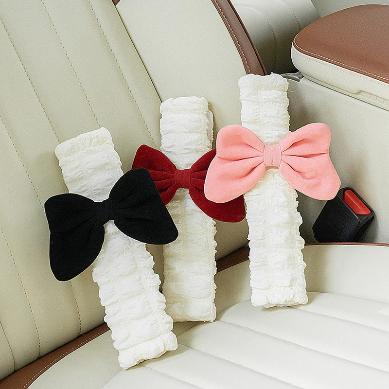 Cute Bow Seat Belt Shoulder Cover Extended General Purpose Elegant Goddess Car Interior Decorations Safety Belt Protective Cover