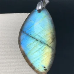 Natural Depressed Blue Labradorite Pendants Women Fabulous Rainbow Aurora Green Purple Light Labrador Beads Colorful Necklaces