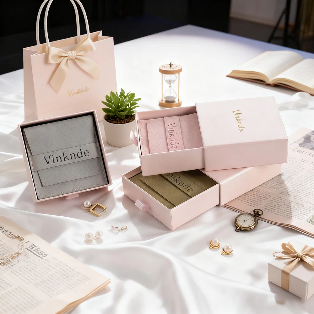 

24 шт./лот, серьги, упаковочные пакеты для ювелирных изделий, замшевая сумка из микрофибры, персонализированный логотип, бумажный ящик, коробка, органайзер для путешествий, коробки