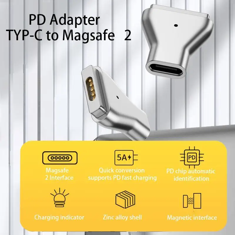 NEW Type-C Magnetic USB PD Adapter For Apples Magsafe2 MacBooks Pro Female Fast Charging Magnet Plug Converter