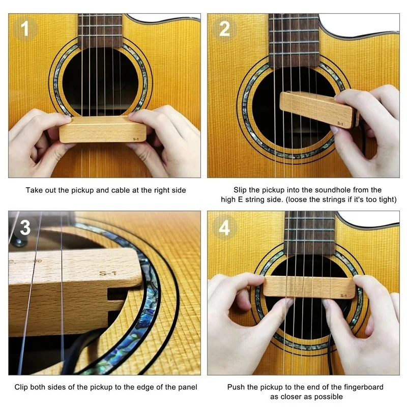 S1 Solid Beech Wood SoundHole Pickup Alnico V Pickup 6.35 Output Magnet Pickup Guitar Parts