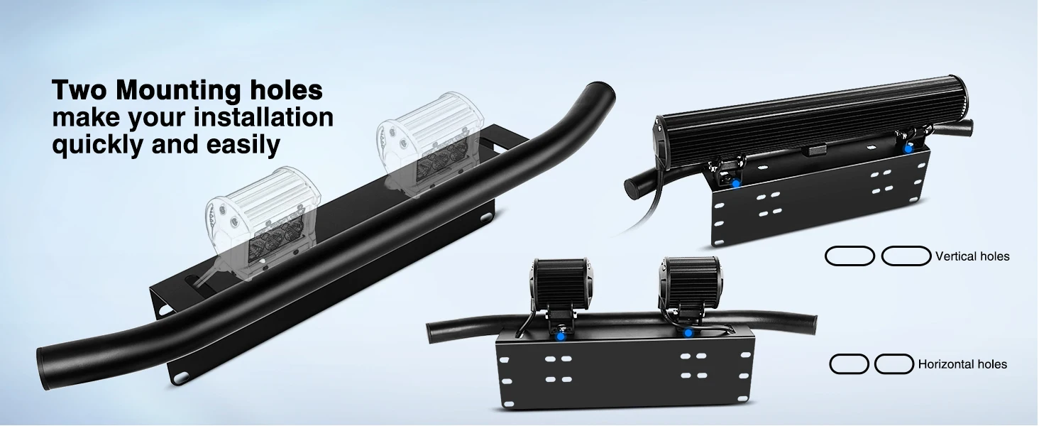 126W Spot Flood Combo Light Bar with Front License Plate Mounting Bracket with Wiring Harness Kit 