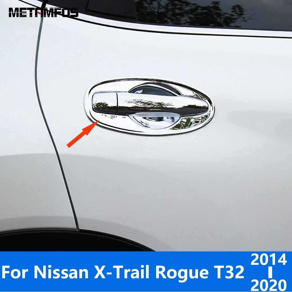 For Nissan X-trail Rogue T32 2014-2019 2020 Chrome Side Door Handle Bowl Cover Trim Protection Sticker Accessories Car Styling