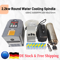 【EU/USA】2.2KW 220V 8A GDZ-80-2.2 400Hz 24000rpm 80mm Water Cooling Spindle Kit With HY Inverter VFD + Water Pump + ER20 Collets