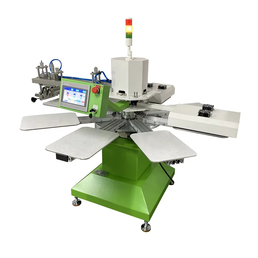 Large Screen Printing Machine Automatic Economical 1 Color 8 Station Flat Bed Screen Printer for Sale
