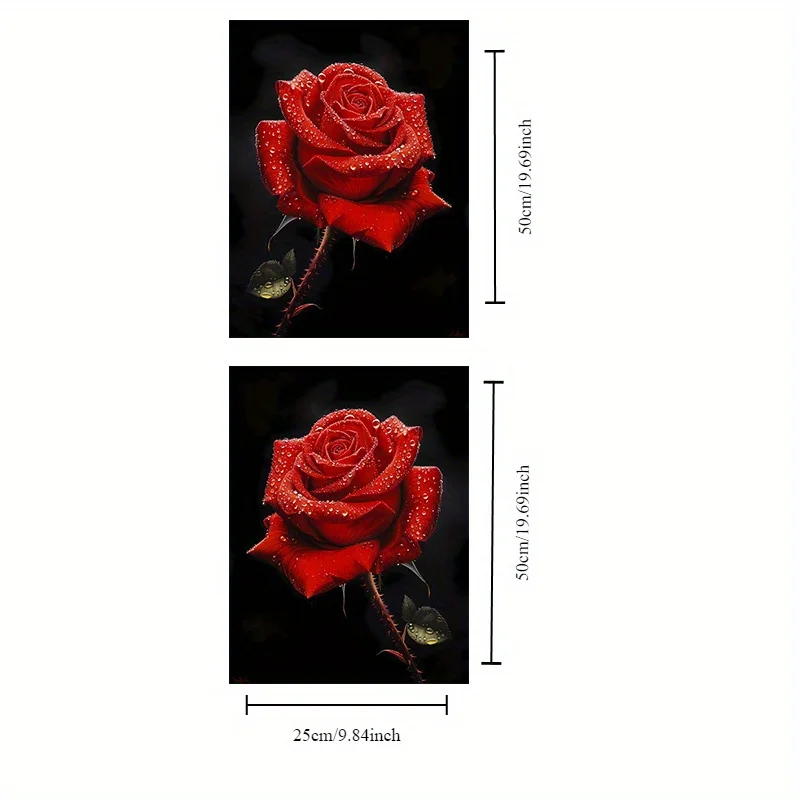 2-Piece creative B-pillar protective film red rose pattern car sticker, waterproof and scratch-proof, suitable for all models