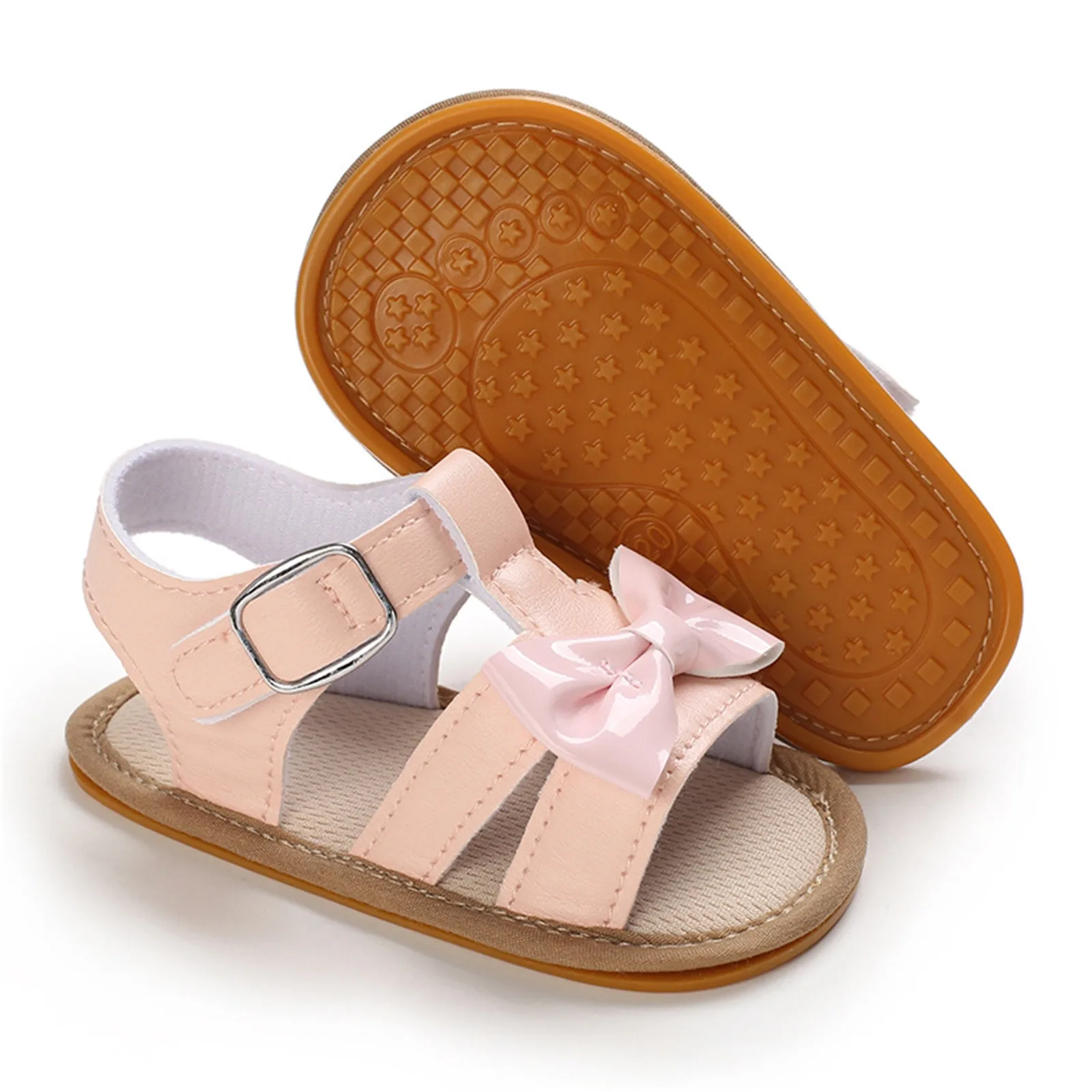 Sandalias de cuero suave ahuecadas para bebé y niña, zapatos de playa ligeros de fondo plano de 0 a 18 meses, novedad de verano, 2024