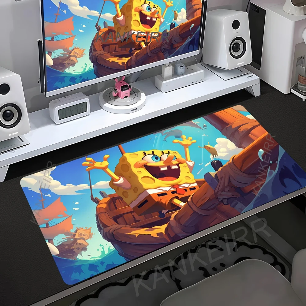

Коврик для мыши с высоким разрешением и HD-печатью, большой размер, Губка Боб и Патрик Стар, настольный коврик для клавиатуры, студенческий коврик для стола с прошитыми краями