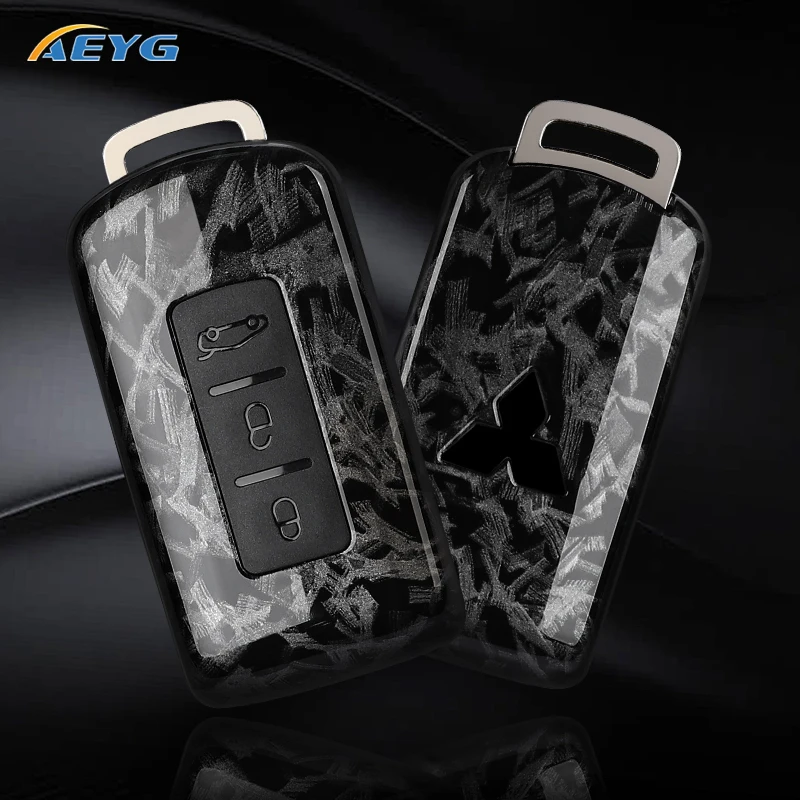 Capa de chave de carro de fibra de carbono ABS para Mitsubishi Outlander Xpander Triton ASX LANCER Pajero Sport 3 2020G Eclipse Cross L200