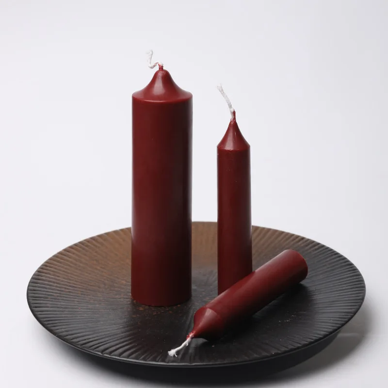 3.5/2.1cm Handmade Burgundy Scented Candle Church Head Spire Cylinder Column Wax Sexy Dripping Wax Gift